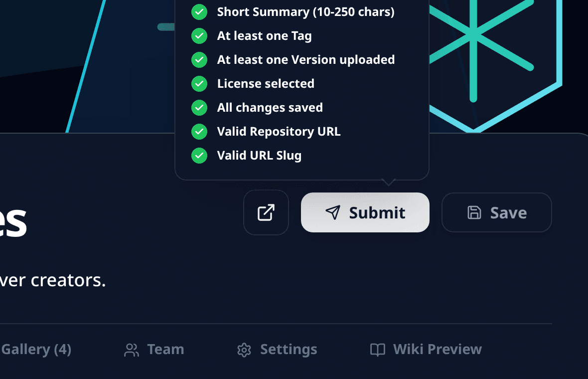 Submit requirements checklist